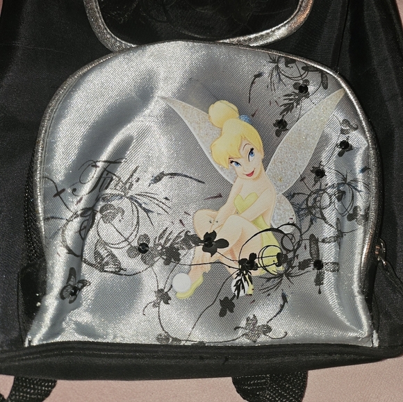Disney RARE Black/Silver Tinkerbell Mini Backpack Bag - Picture 4 of 9